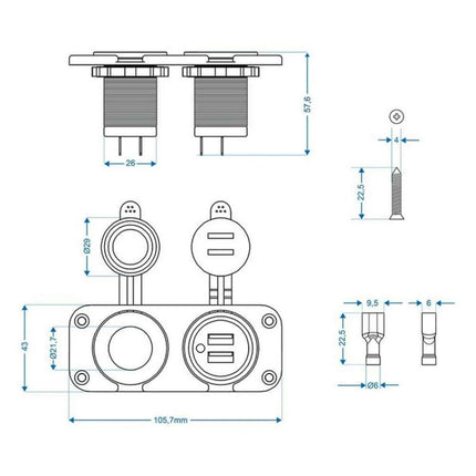 EvoNautic Doppelte USB-Steckdose 12V