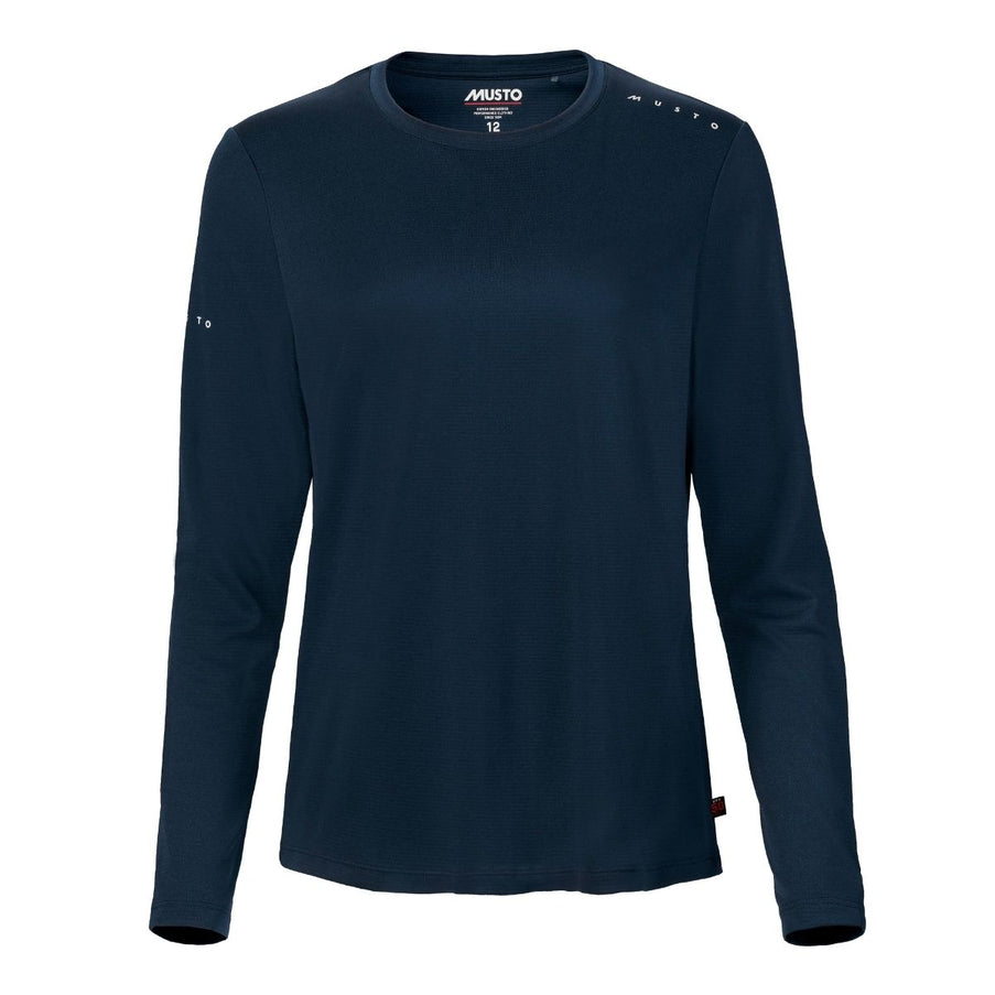 musto-shirt-ls-dames-evolution-crew-sunblock-donkerblauw-voorkant