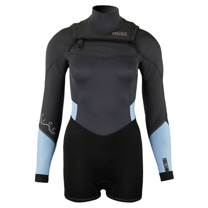 Prolimit Prolimit Shorty Fire Wetsuit L/S Dames Freezip 3/2mm Donkergrijs