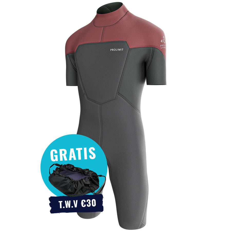 Prolimit Shorty Herren Steamer V-Zip 2/2MM Burgund/Grau