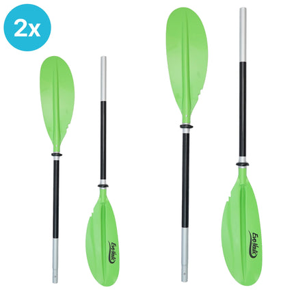 2 Stuks EvoNautic Kajak Peddel Verstelbaar Aluminium 2-delig Lime