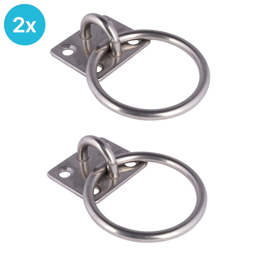 2 Stuks EvoNautic Aanlegring RVS 6 mm plaat 40x35mm