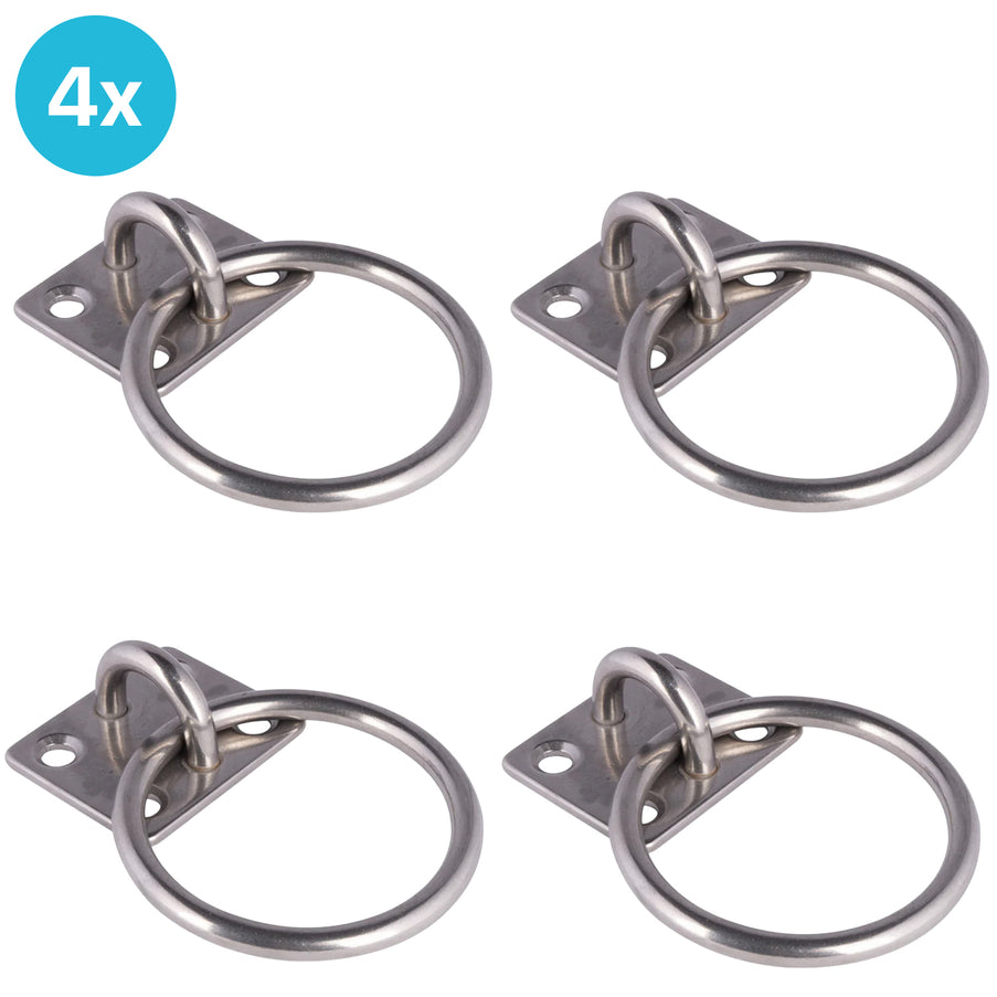 4 Stuks EvoNautic Aanlegring RVS 8 mm plaat 50x40mm
