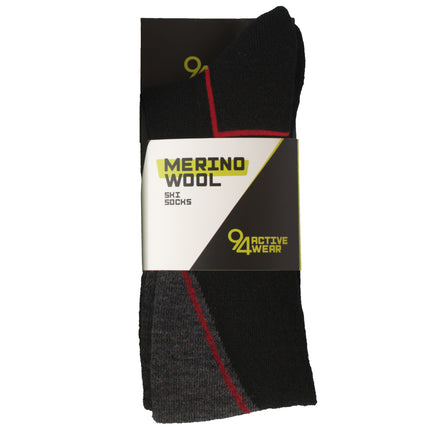 94activewear 94activewear Skisokken Merinowol Zwart/Rood 2-paar
