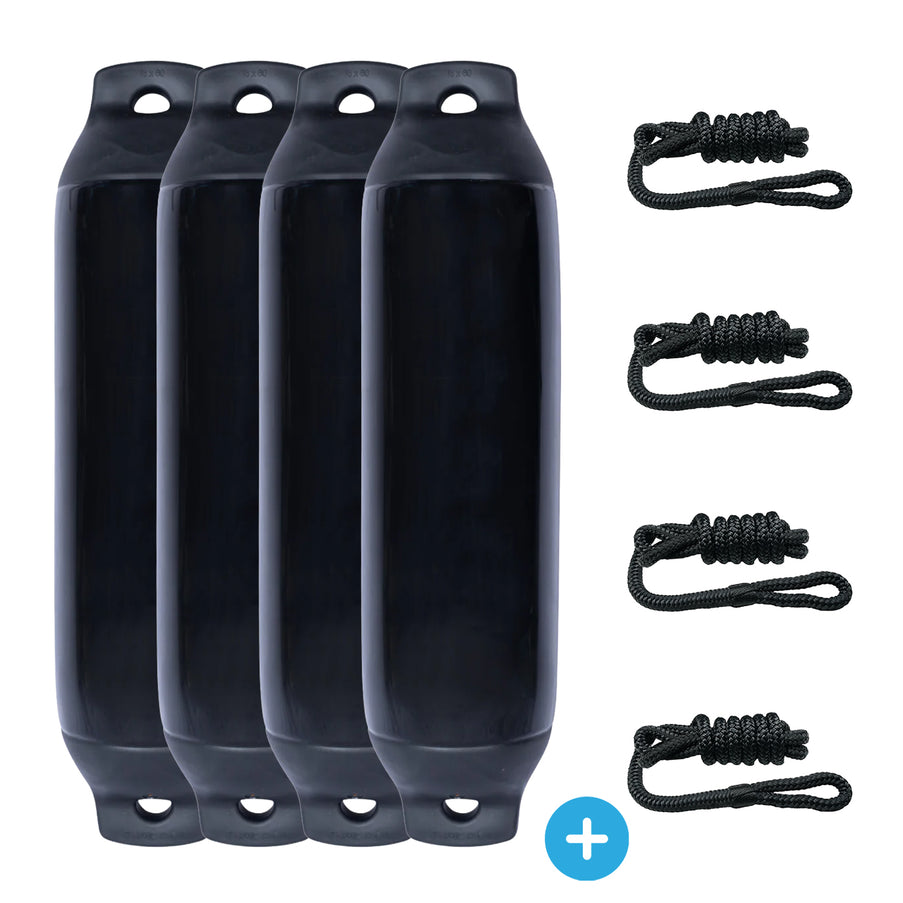 EvoNautic Fender/Stootwillen Pakket 60 x 16 cm Zwart