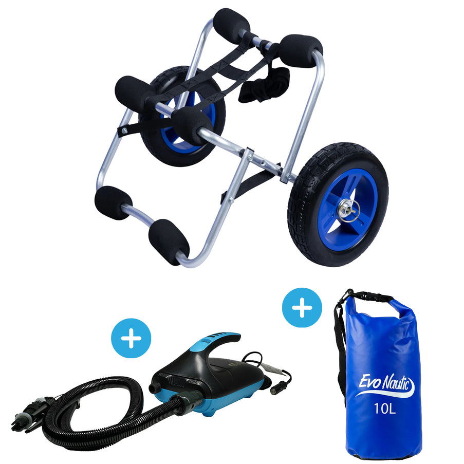 EvoNautic SUP Pakket Trolley, Pomp 12V 20 PSI, Drybag 10L