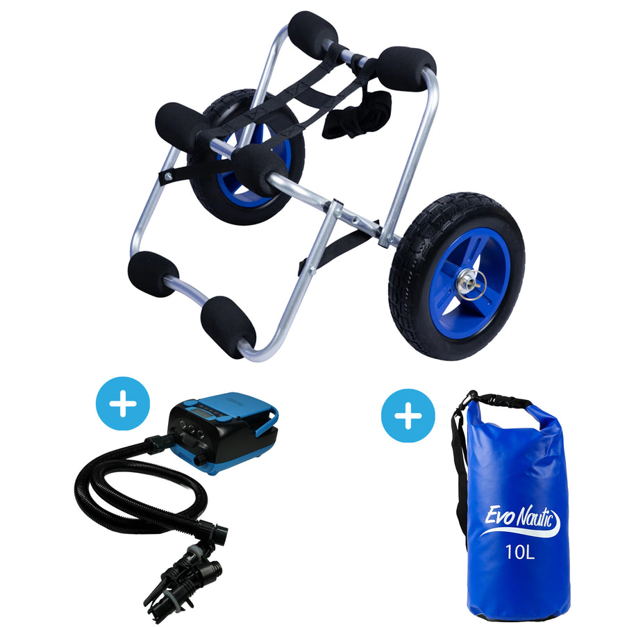 EvoNautic SUP Pakket Trolley, Pomp met Accu 16 PSI, Drybag 10L