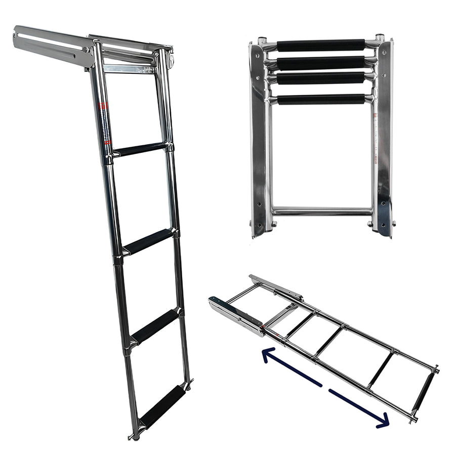 EvoNautic Zwemtrap Onder Platform Telescopisch/Uitschuifbaar 4-treden RVS316