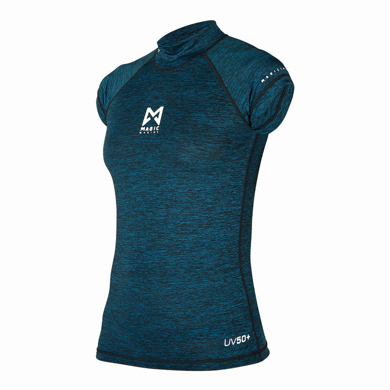 Magic Marine Lycra Shirt Dames Korte Mouw Cube Donkerblauw