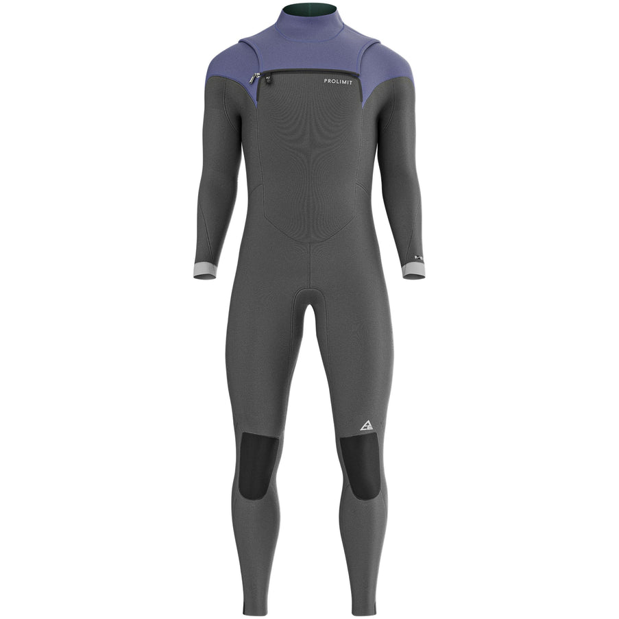 Prolimit Prolimit Wetsuit Heren ACE Steamer Freezip 4/3MM Zwart/Blauw/Grijs