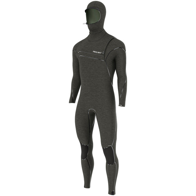 Prolimit Prolimit Wetsuit Heren Mercury Steamer Free-X Hooded 6/4MM Zwart