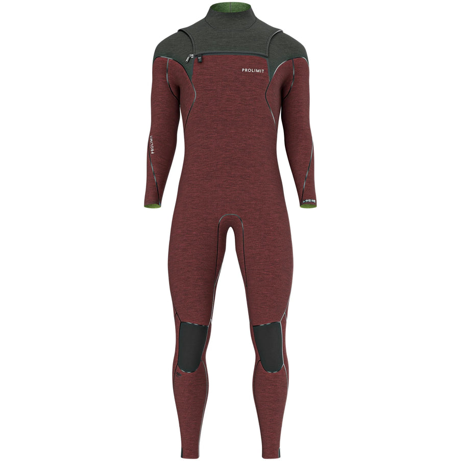 Prolimit Prolimit Wetsuit Heren Mercury Steamer Freezip 5/4MM Zwart/Burgundy