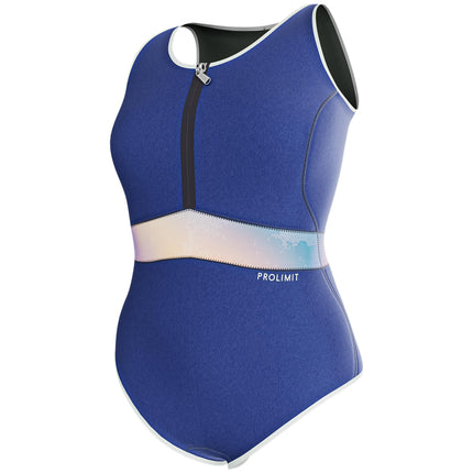 Prolimit Shorty Dames Fire Sleeveless Front V-Zip 2/2MM Blauw/Peach