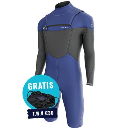 Prolimit Shorty Heren Fusion Sunset Freezip 2/2MM Blauw/Grijs