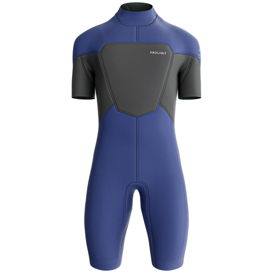 Prolimit Shorty Heren Steamer V-Zip 2/2MM Blauw/Grijs