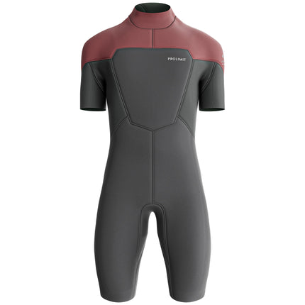 Prolimit Shorty Heren Steamer V-Zip 2/2MM Burgundy/Grijs