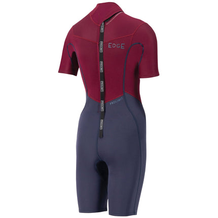 Prolimit Shorty Wetsuit Dames Edge Backzip 2/2mm Blauw/Rood