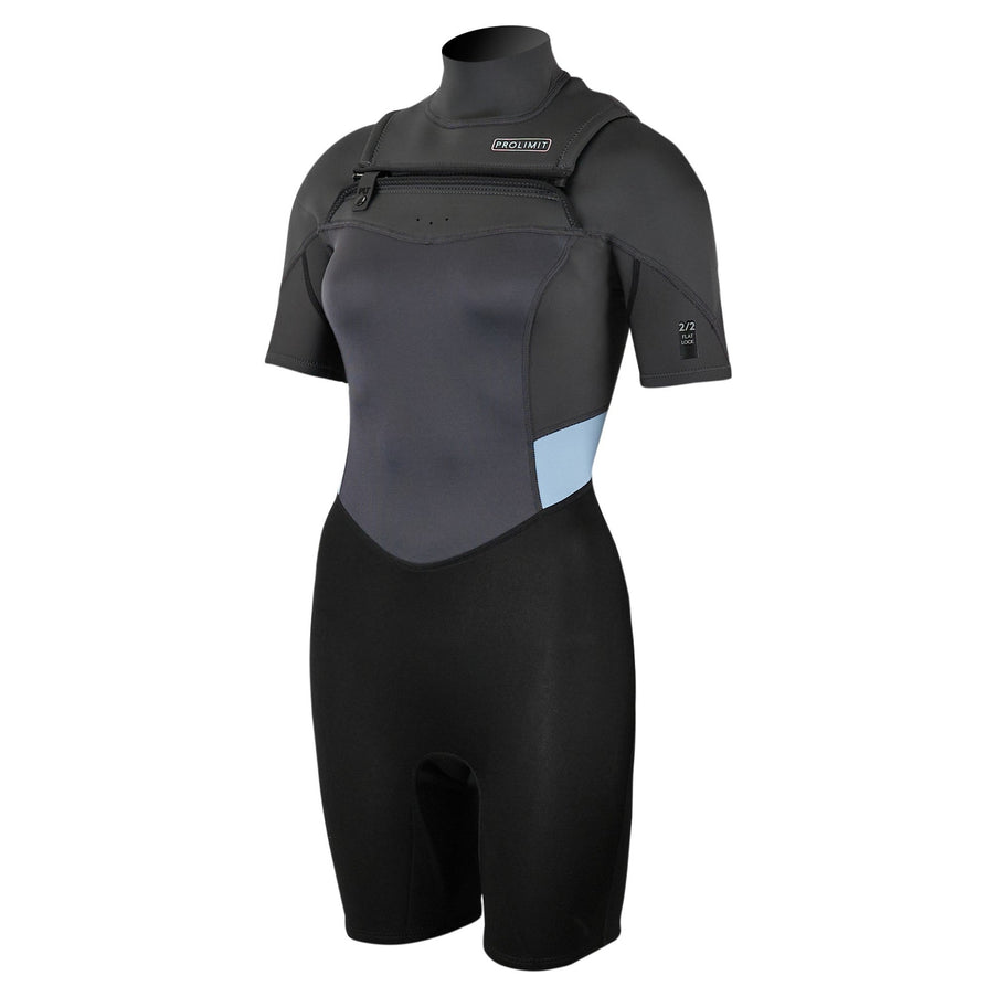 Prolimit Shorty Wetsuit Dames Fire Freezip 2/2mm Blauw/Grijs