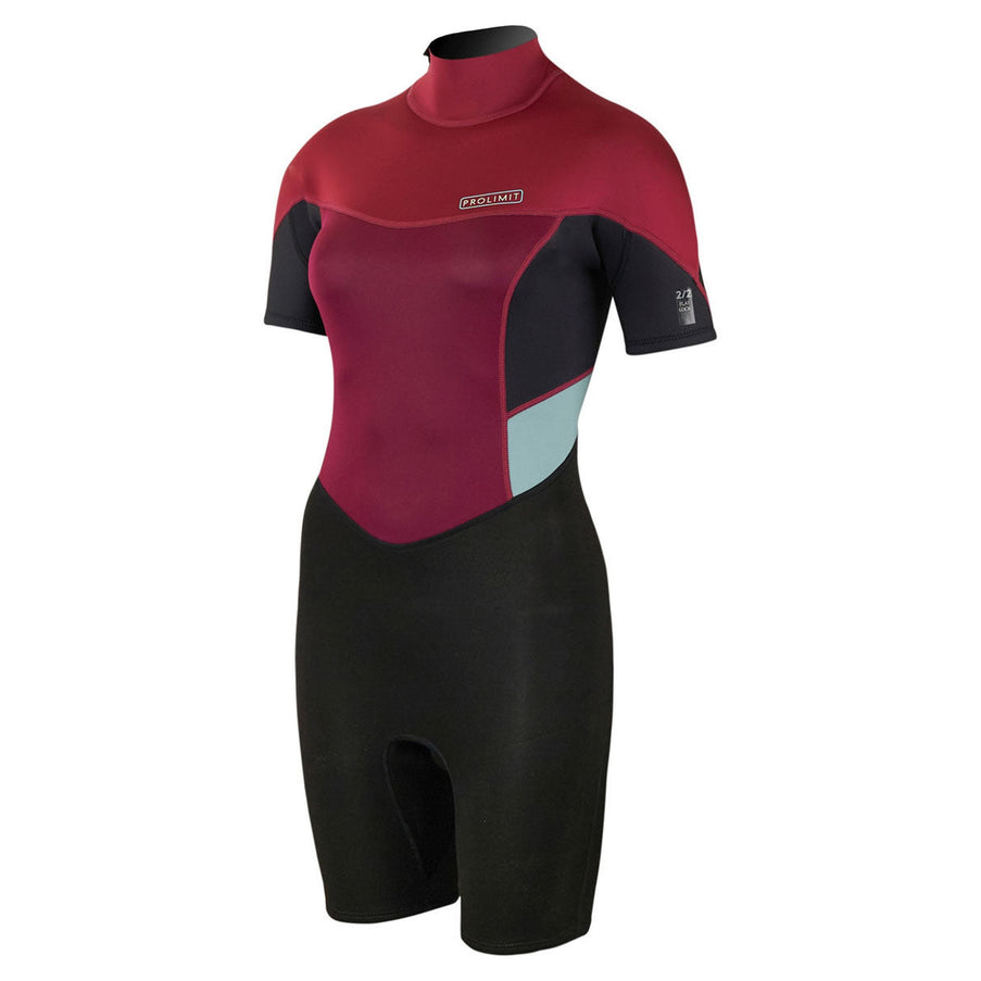 Prolimit Shorty Wetsuit Dames Fire Backzip 2/2mm Donkerrood