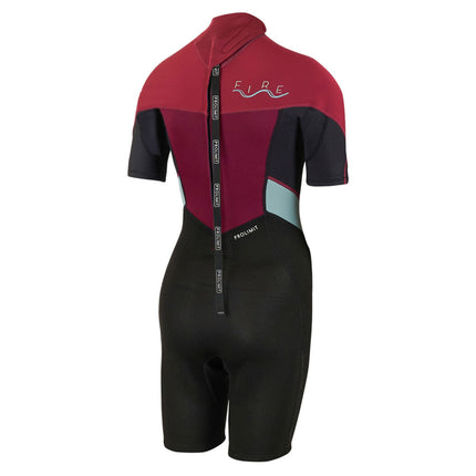 Prolimit Shorty Wetsuit Dames Fire Backzip 2/2mm Donkerrood