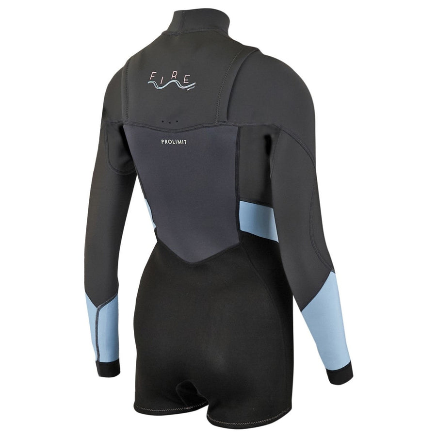 Prolimit Shorty Fire Wetsuit L/S Dames Freezip 3/2mm Donkergrijs