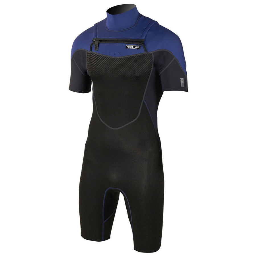 Prolimit Shorty Wetsuit Heren Fusion 2/2mm  Freezip Donkerblauw