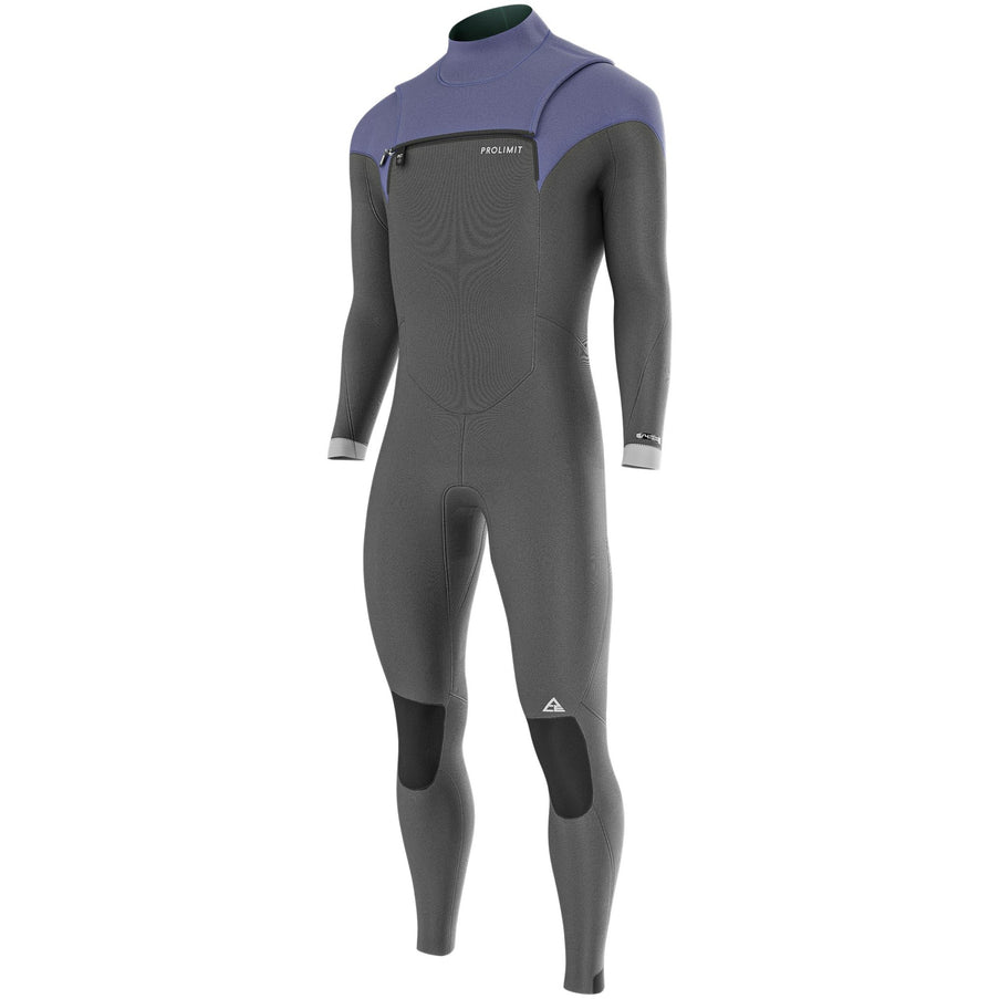 Prolimit Wetsuit Heren ACE Steamer Freezip 4/3MM Zwart/Blauw/Grijs