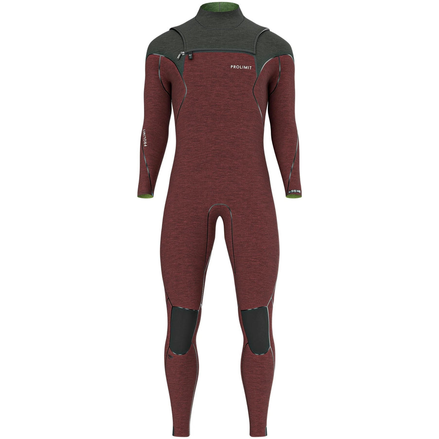 Prolimit Wetsuit Heren Mercury Steamer Freezip 4/3MM Zwart/Burgundy