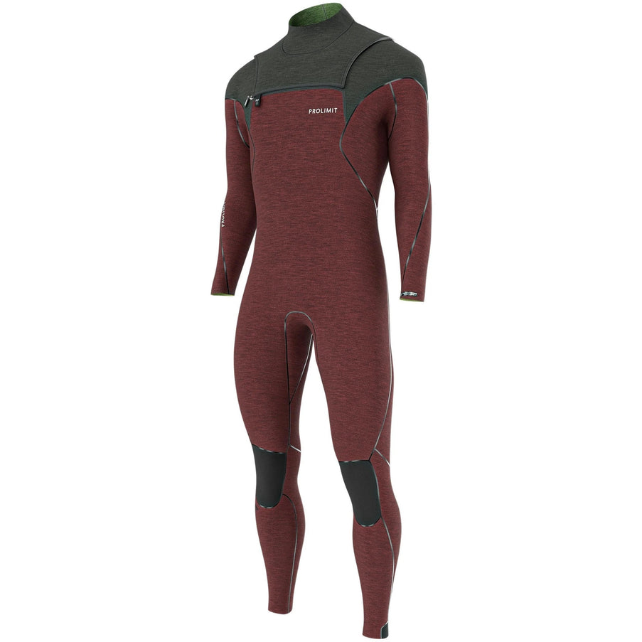Prolimit Wetsuit Heren Mercury Steamer Freezip 4/3MM Zwart/Burgundy