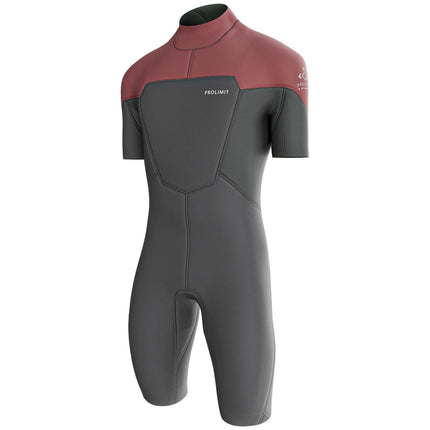 Prolimit Shorty Heren Steamer V-Zip 2/2MM Burgundy/Grijs