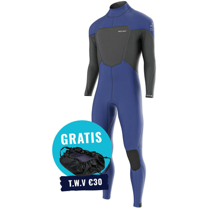 Prolimit Wetsuit Heren Fusion Steamer V-Zip 3/2MM Blauw/Grijs