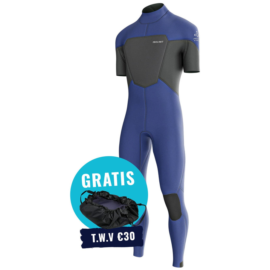 Prolimit Wetsuit Heren Fusion Steamer SA V-Zip 3/2MM Blauw/Grijs