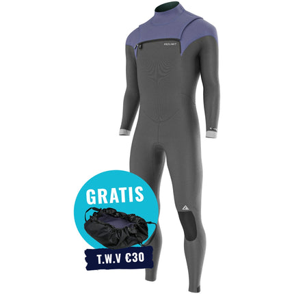 Prolimit Wetsuit Heren Ace Steamer Freezip 3/2MM Zwart/Blauw/Grijs