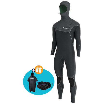Prolimit Wetsuit Heren Mercury Steamer Free-X 6/4MM Hooded Zwart