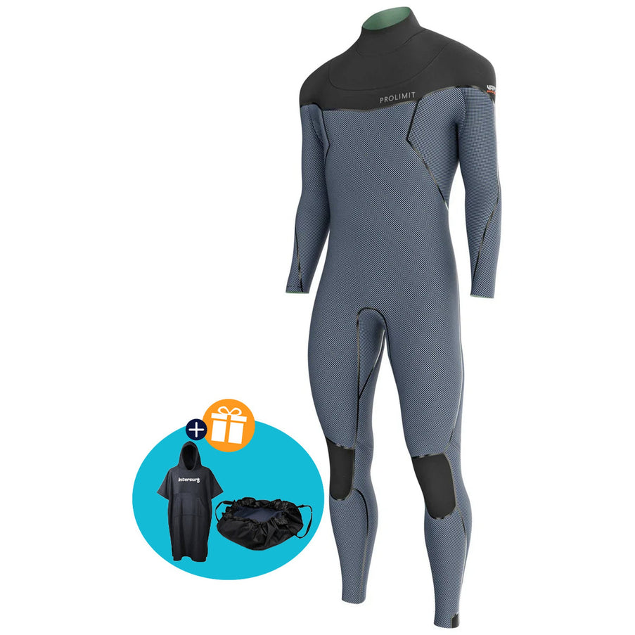 Prolimit Wetsuit Heren Vapor Steamer C-Zip 5/4MM Zwart/Blauw