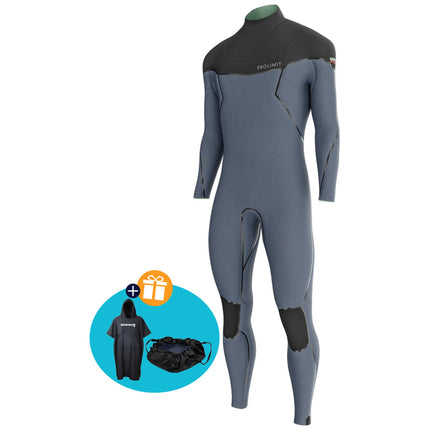 Prolimit Wetsuit Heren Vapor Steamer C-Zip 5/4MM Zwart/Blauw