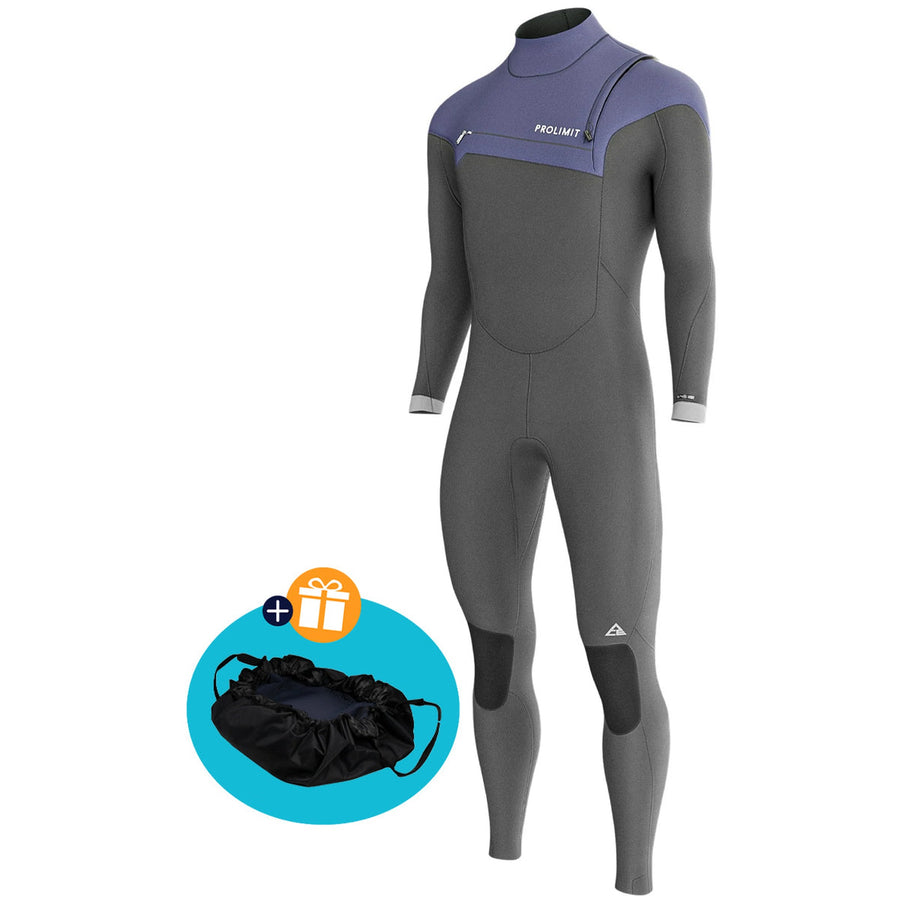 Prolimit Wetsuit Heren ACE Steamer Free-X 5/4MM Zwart/Blauw