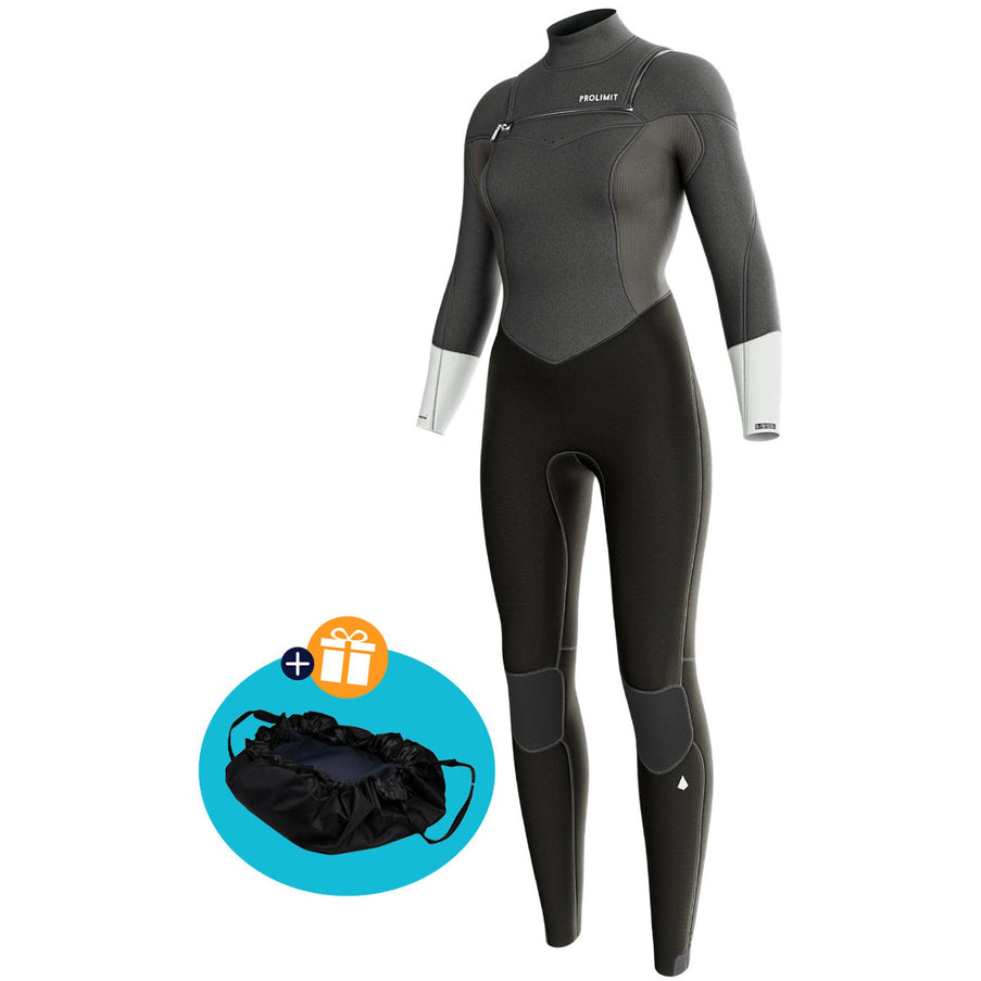 Prolimit Wetsuit Dames Fire Steamer Freezip 5/4MM Grijs/Zilver