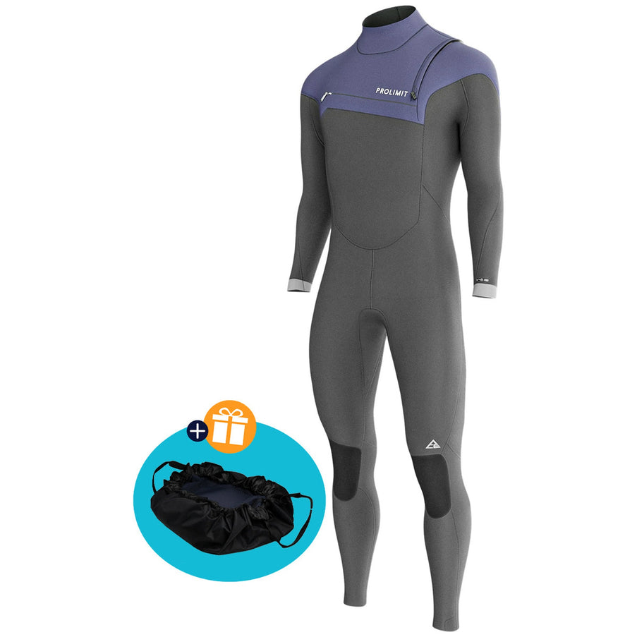 Prolimit Wetsuit Heren ACE Steamer Free-X 4/3MM Zwart/Blauw