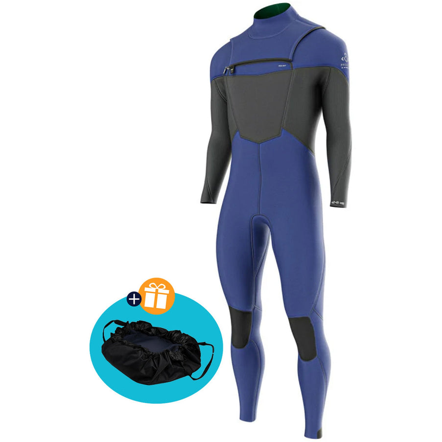 Prolimit Wetsuit Heren Fusion Steamer Freezip 5/4MM Blauw/Grijs