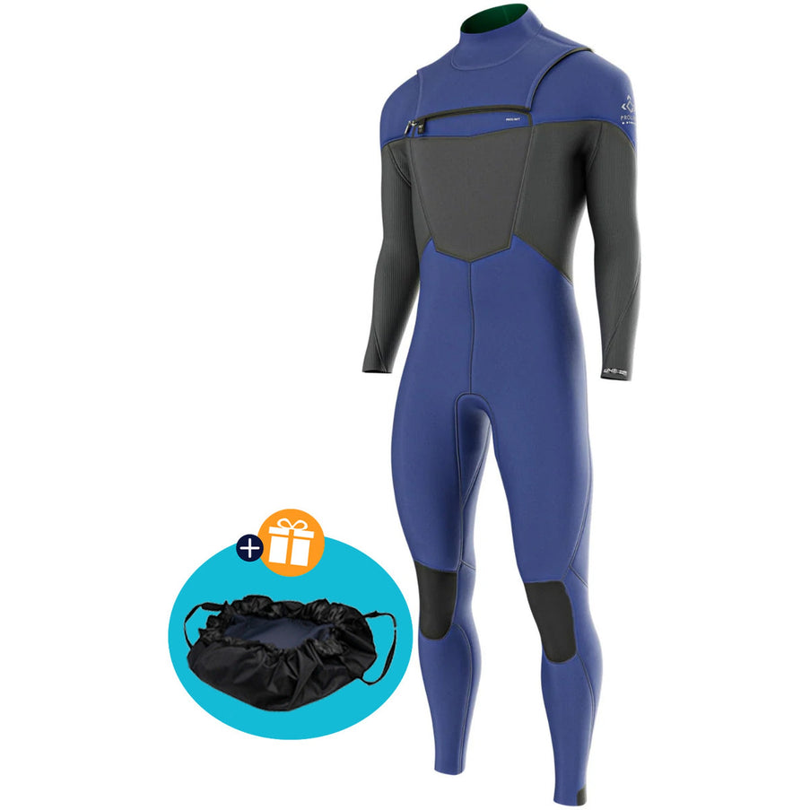 Prolimit Wetsuit Heren Fusion Steamer Freezip 4/3MM Blauw/Grijs