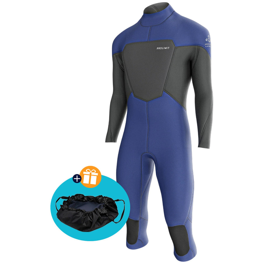 Prolimit Wetsuit Heren Fusion Steamer Overknee V-Zip 3/2MM Blauw/Grijs