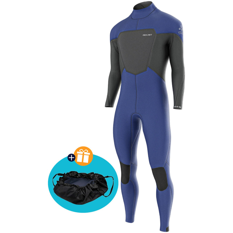 Prolimit Wetsuit Heren Fusion Steamer V-Zip 5/4MM Blauw/Grijs