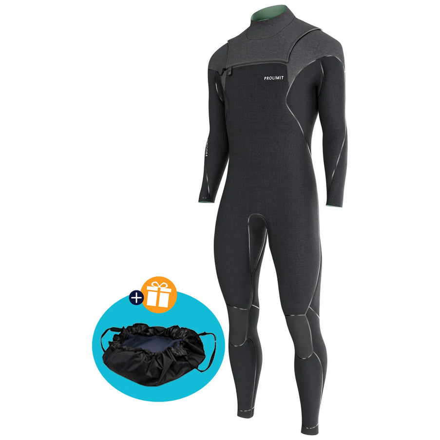 Prolimit Wetsuit Heren Mercury Steamer Freezip 4/3MM Zwart