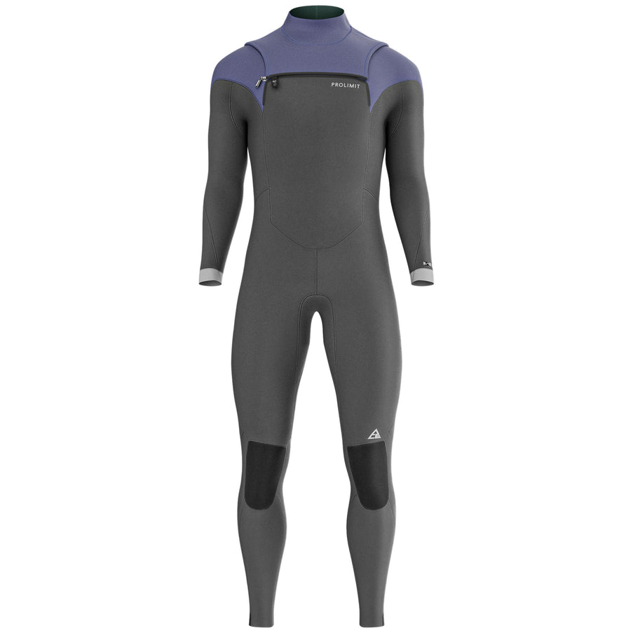 Prolimit Wetsuit Heren ACE Steamer Freezip 4/3MM Zwart/Burgundy/Grijs