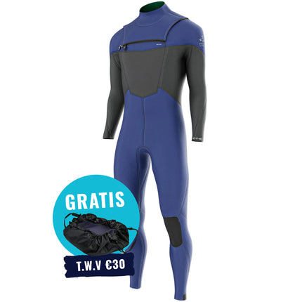 Prolimit Prolimit Wetsuit Heren Fusion Steamer Freezip 5/4MM Blauw/Grijs