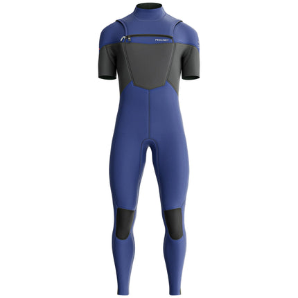 Prolimit Wetsuit Heren Fusion Steamer Korte Mouwen Freezip 3/2MM Blauw/Grijs