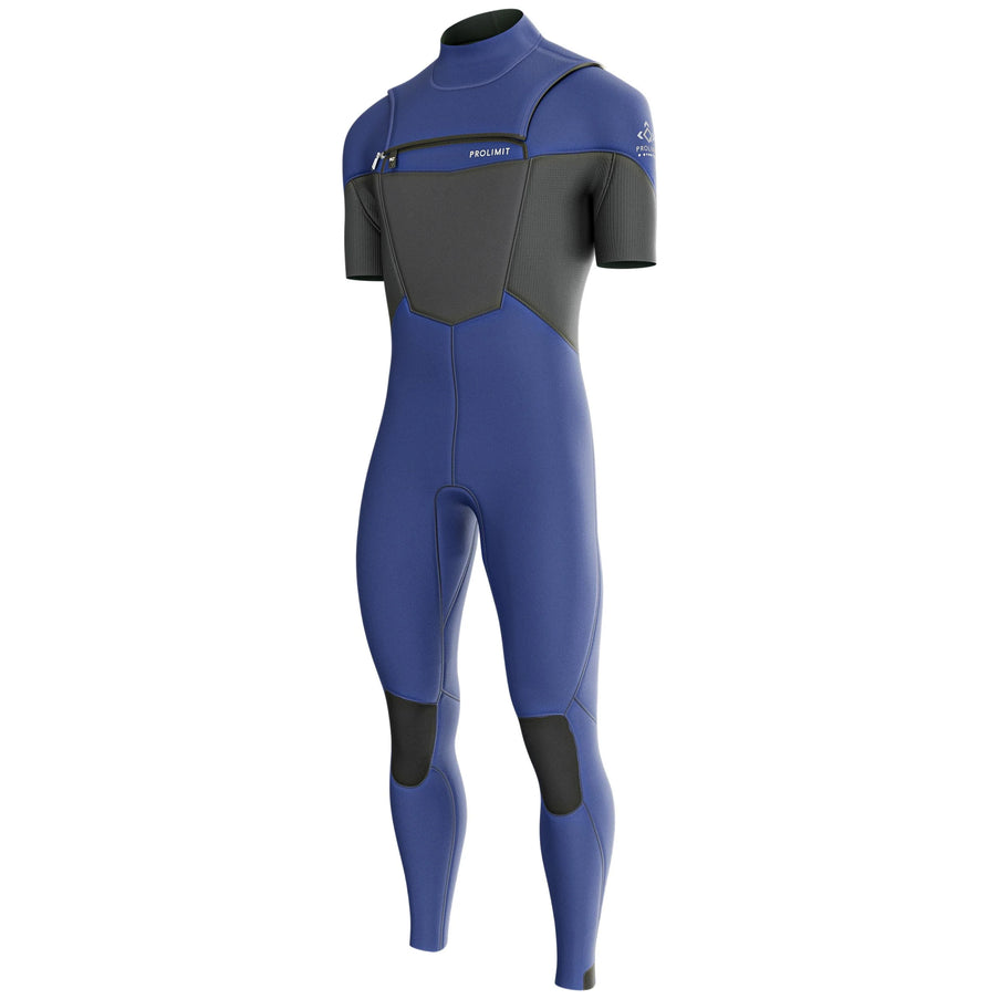 Prolimit Wetsuit Heren Fusion Steamer Korte Mouwen Freezip 3/2MM Blauw/Grijs