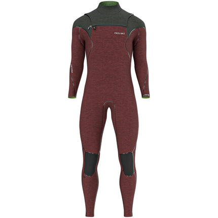 Prolimit Wetsuit Heren Mercury Steamer Freezip 4 3MM Zwart Burgundy