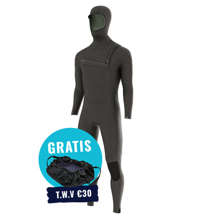 Prolimit Prolimit Wetsuit Heren Predator Steamer Free-X 4/3MM Hooded Zwart
